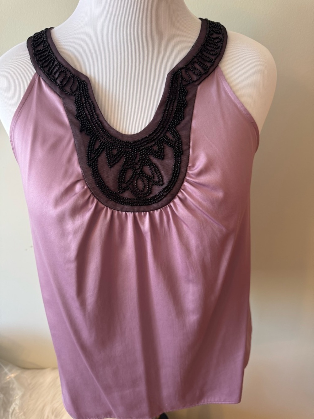 The Limited Rose Pink Sleeveless Top with Beaded Trim